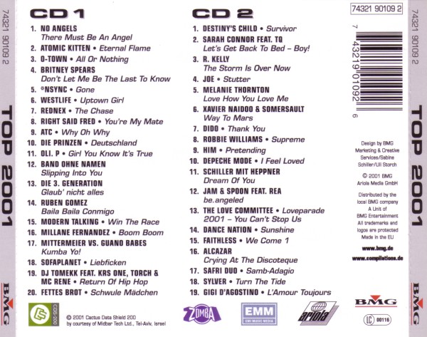ild pris Har råd til Coveransicht Top 2001 - Die besten Hits des Jahres - samplerinfos.de