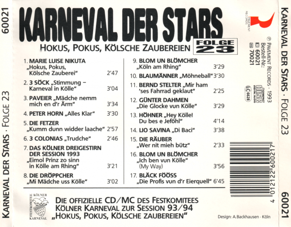 Pavement Records - Karneval der Stars 53 Lyrics and Tracklist